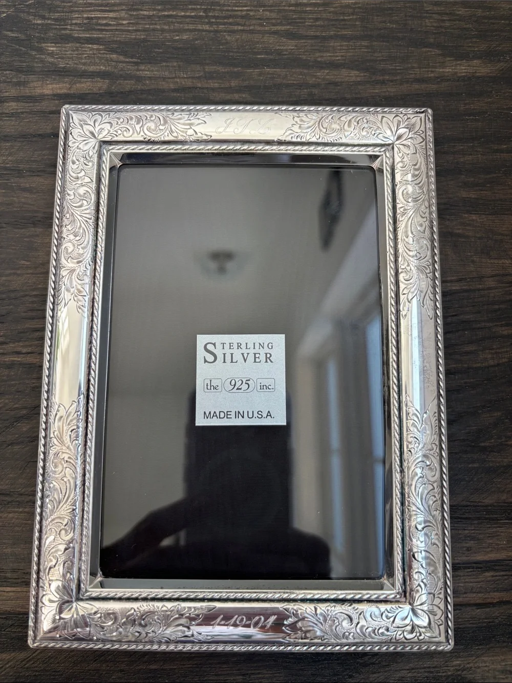 Vintage The 925 Inc. Nostalgia sterling 5x7”frame,floral,double rope border